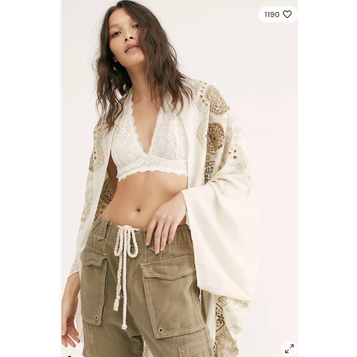 Free People Catania Embroided Kimono Topper Size All